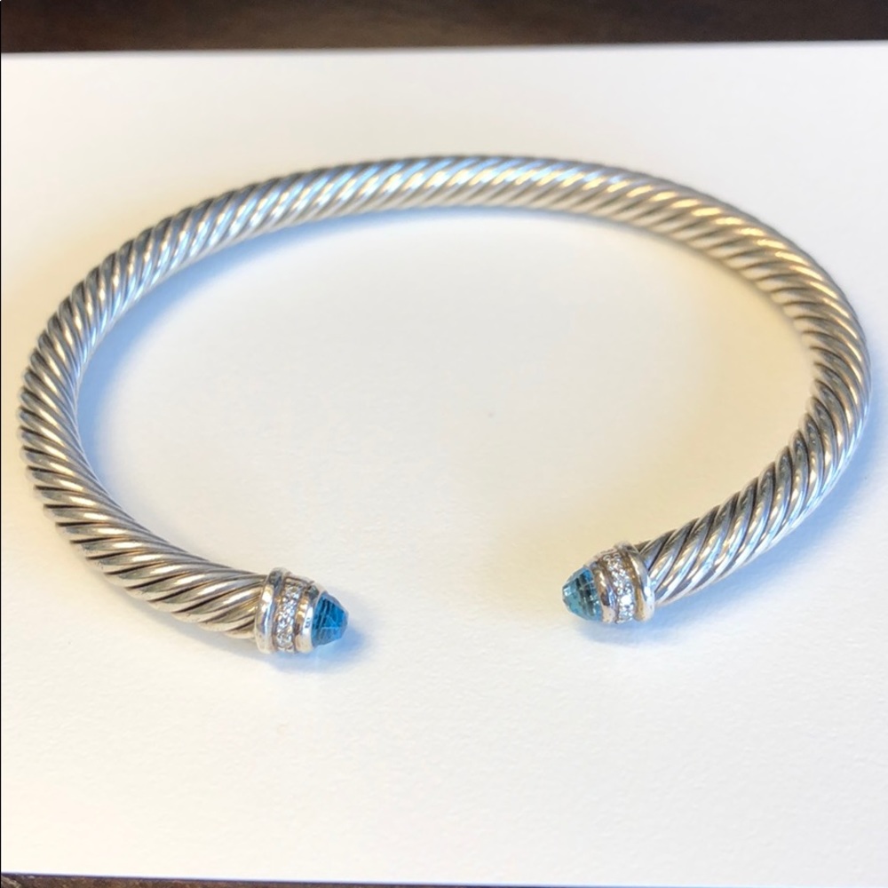 David Yurman Cable bracelet blue topaz diamond